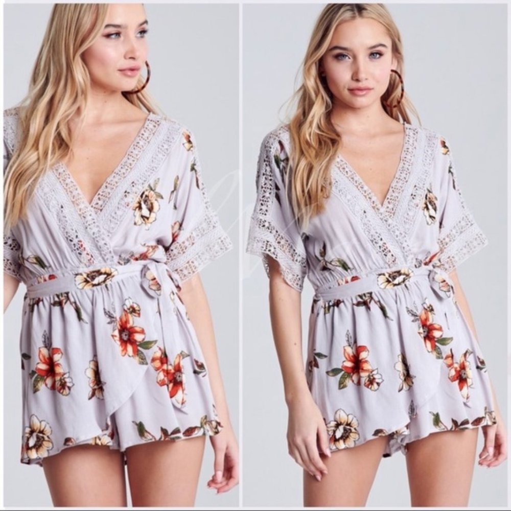 Pale lavender floral romper